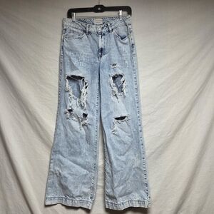 Uniq By Litz Light Blue Distressed Women's Flare Jeans